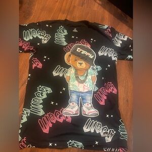 Trippy Kids Black T-Shirt with Vibrant Bear Graphic